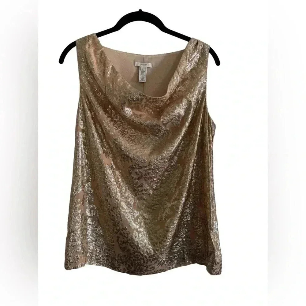 J Crew Silk and Metallic Sleeveless Top Size 2 - Picture 2 of 16